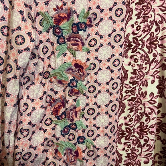 Sundance Long Sleeve Embroidered Patchwork Print Top, Women's Size L - Picture 4 of 8